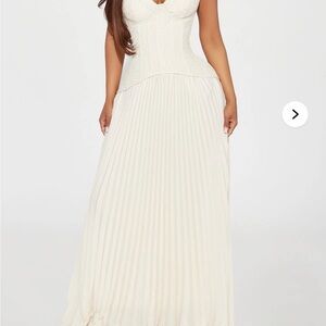 Fashion Nova Danielle Lace Cream Maxi Dress